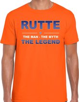 Rutte naam t-shirt the man / the myth / the legend oranje voor heren M