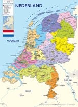 XXL Nederland kaart poster uitgave 2021 – 100x140cm – UV-lak - Luxe uitvoering - extra large - wanddecoratie