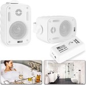 Buitenspeakers - Bluetooth geluidsinstallatie met 2 vochtbestendige opbouwspeakers (3 inch) voor bijvoorbeeld overkapping, badkamer, sauna ruimte, etc. - Wit