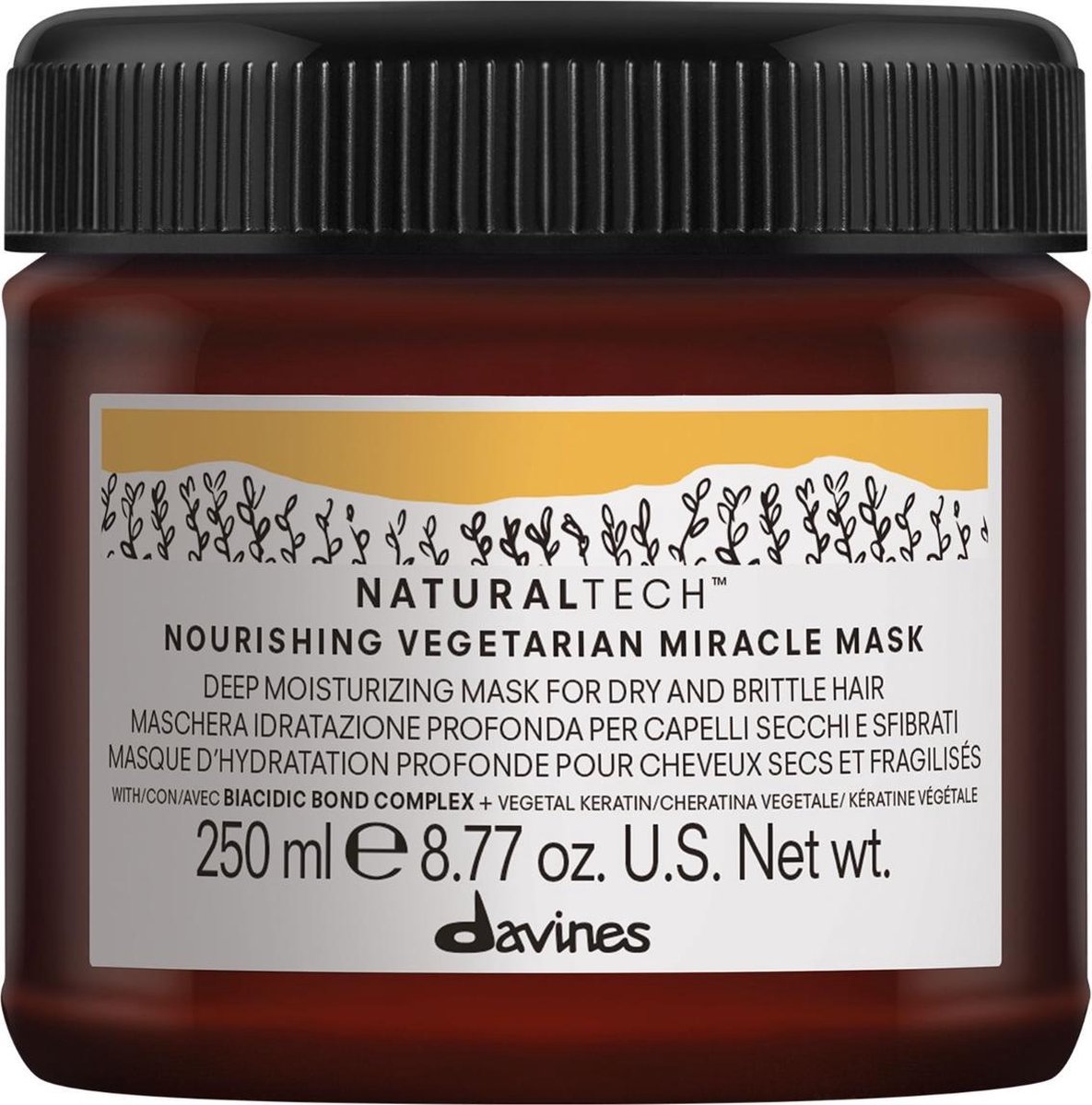 Davines Nourishing Vegetarian Miracle Mask 250 ml - Haarmasker droog haar - Haarmasker beschadigd haar