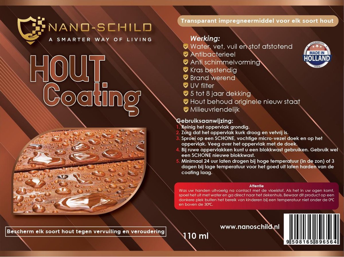 Nano Coating voor Hout Impregneermiddel Voor Elk Type Hout 5 tot 8