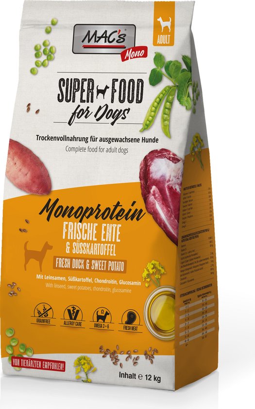 MAC's Monoprotein Hondenvoer - Eend - 12 kg