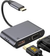 PLATINET - USB-C naar HDMI/VGA Adapter - USB-C Hub HDMI/VGA - 2 in 1 Hub HDMI/VGA