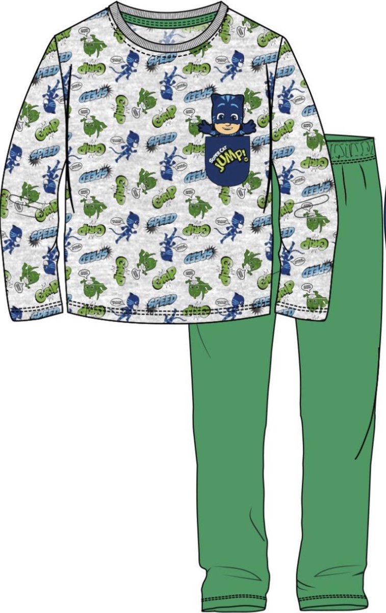 PJ Masks pyjama - grijs - groen - Maat 128 / 8 jaar