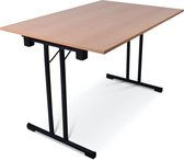 Inklapbare tafel recht | 120x80 | T-frame | Blad: Houtkleur | Frame: Zwart