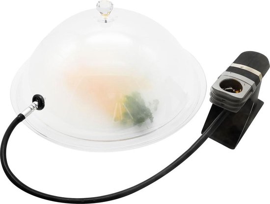Ziva stolp Large Ø31,5x13cm met opening voor koudroken (polycarbonaat) - Rookstolp met slangdoorvoer - Kap voor roken van voedsel - Smoking cloche dome - Kaasstolp - Bordendeksel - Rookdeksel - Koepel voor Rookpistool Smoking gun - Universeel van Ziva — afbeelding 5