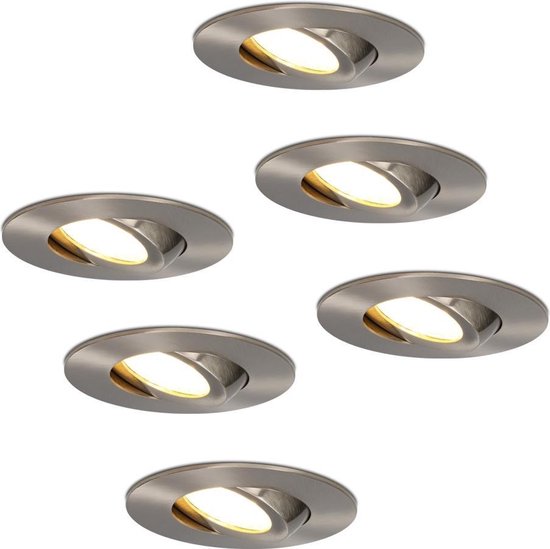 Set van 6 Napels LED inbouwspots extra plat - 8W 570lm - 2700K warm wit -  Dimbaar -... | bol.com