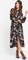 LOLALIZA Maxi jurk met bloemen - Zwart - Maat 40