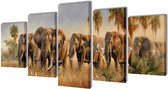 Canvas 5-delig 100 x 50cm (incl LW 3d klok) - Canvas schilderij - Canvas paneel woonkamer