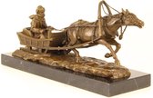 Beeld - Paarden slee - Gedetailleerd sculptuur - 19 cm hoog