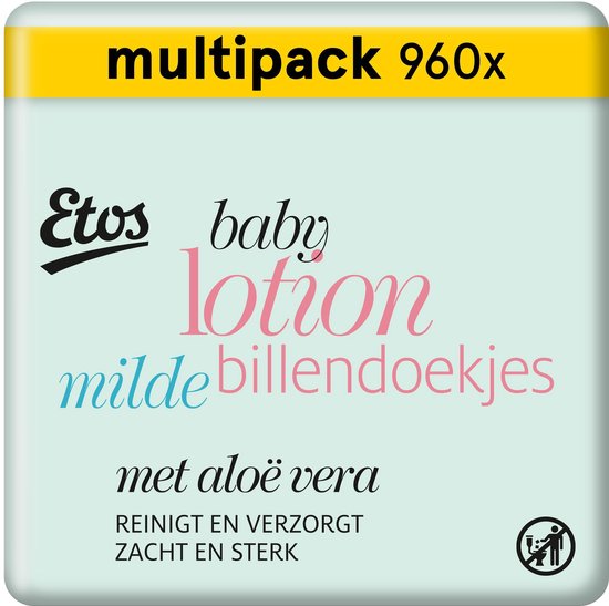 Etos Baby Lotion Milde Billendoekjes - 960 stuks (12 x 80 stuks)