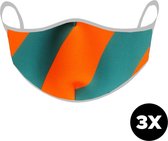 Mondkapje print – Mondmasker – Mondkapje wasbaar - Mondkapje katoen - Kruikenstad - Groen-oranje – 3 stuks