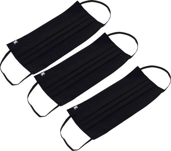 Remask Comfort - Mondmasker - Mondkapje wasbaar - Mondkapjes zwart - Set van 3 - Katoen