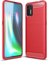 Motorola Moto G9 Plus Hoesje - Armor Brushed TPU - Rood