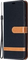 Denim Book Case - Samsung Galaxy A42 Hoesje - Zwart