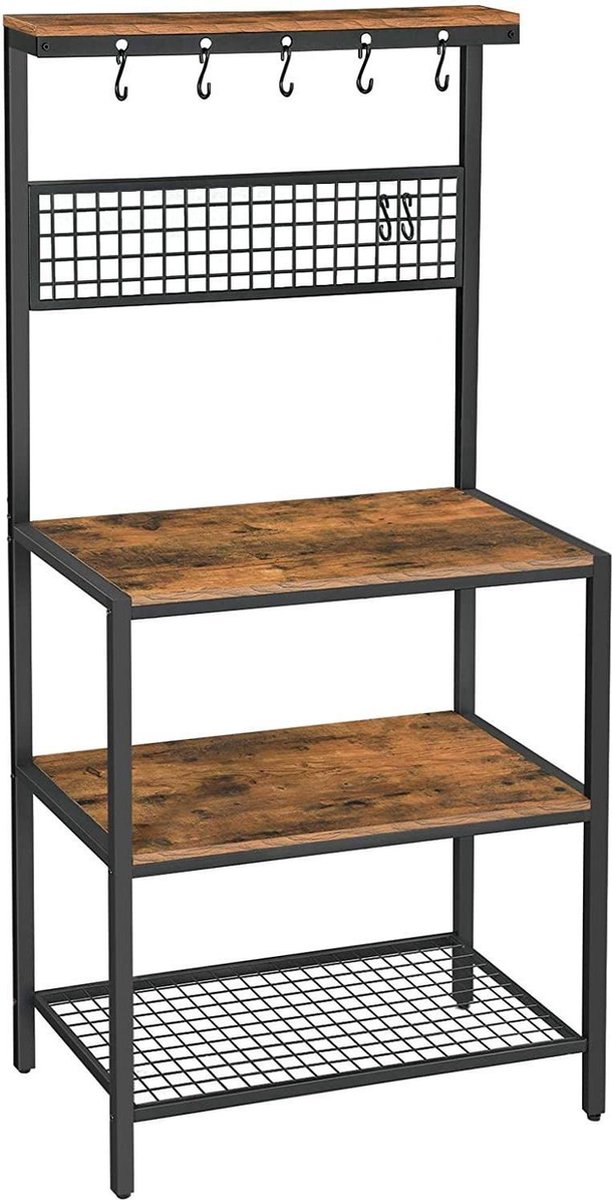 Nancy's Gordons Keukenkast - Keukenrek - Keukenkasten - Staand Rek met Haken en Planken - 84 x 40 x