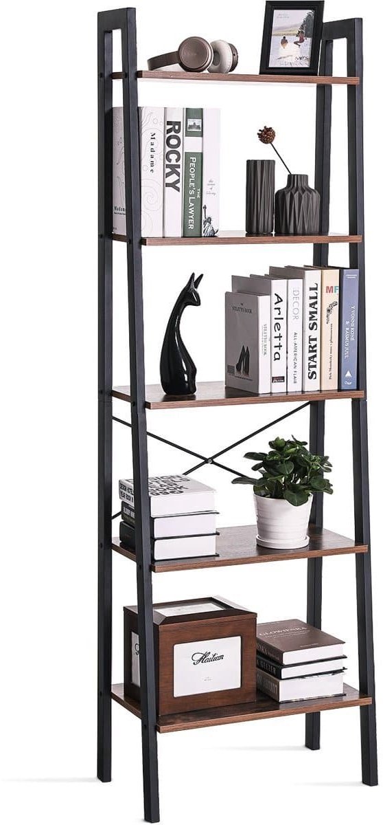 Nancy's Renton Boekenkast Industrieel - Boekenstandaard - Ladderkast 5 Laags 56 x 34 x 172 cm