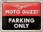 Moto Guzzi parking Only.  Metalen wandbord in reliëf 15 x 20 cm.