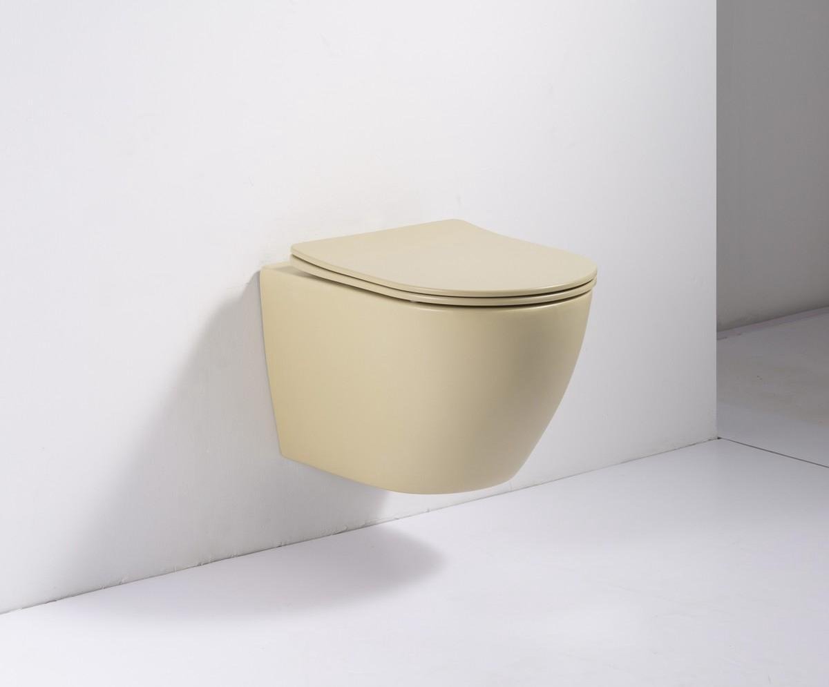 Hangend Toilet | Mat Zand | Softclose | Nano Coating | Rimless Functie