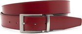 JV Belts Reversibel riem rood/zwart - heren en dames riem - 3.5 cm breed - Zwart / Rood - Echt Leer - Taille: 100cm - Totale lengte riem: 115cm