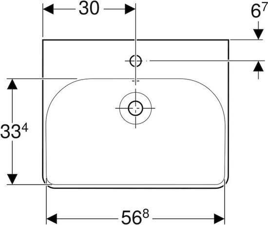 lavebo 600x480 mm, avec trop-plein, trou pour robinetterie, blanc