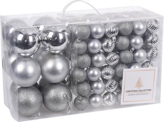 Gemiddeld geur huisvrouw 94-Delige kerstboomversiering kunststof kerstballen set zilver -... |  bol.com