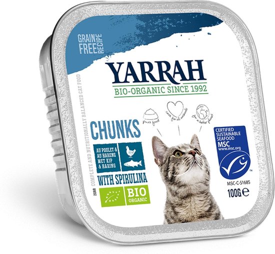 Yarrah Biologisch Kattenvoer Chunks met Vis - 100 gram NL-BIO-01