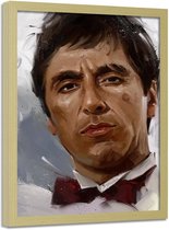 Foto in frame , Scarface , Al Pacino , 70x100cm , bruin wit zwart , wanddecoratie , Premium print