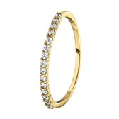 Lucardi Dames Ring goldplated met rij zirkonia - Ring - Cadeau - Moederdag - Echt Zilver - Goudkleurig