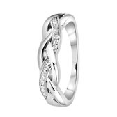 Lucardi - Dames Ring gedraaid met zirkonia - Ring - Cadeau - Echt Zilver - Zilverkleurig