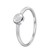 Lucardi Dames Ring rond met zirkonia - Ring - Cadeau - Echt Zilver - Zilverkleurig