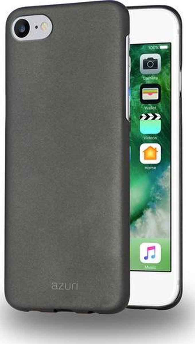 MH by Azuri metallic cover with soft touch coating - zwart - iPhone 7/8/SE(2020)