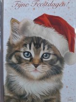 8 Kerstkaarten Francien katten met kerstmuts met enveloppe 10x15 cm - wenskaart - Fijne feestdagen - Franciens katten - 8 kerst kaarten met 8 enveloppen