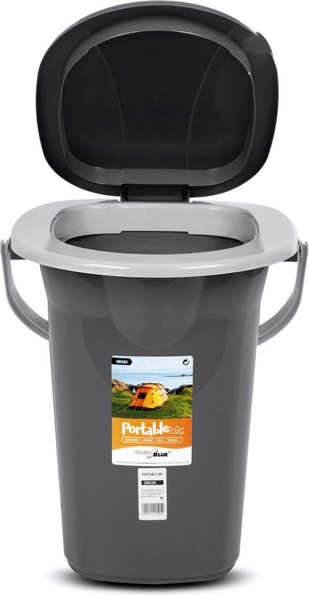 Campingtoilet 19L - Mobiele toiletemmer Reistoilet Toiletemmer Toilet Mobiele camping Antraciet