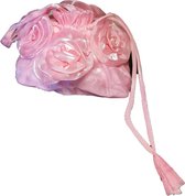 Handtas voor meisjes roze satijn met rozen - communie - communietasje - bruidskindje - bruidsmeisje - lentefeest