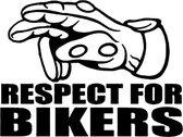 Respect For Bikers hand groet sticker 15 x 11 cm zwart