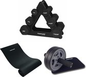 Tunturi - Workout Set - Fitnessmat - Traininswiel - Buikspierwiel - Gewichtenrek - Dumbellset