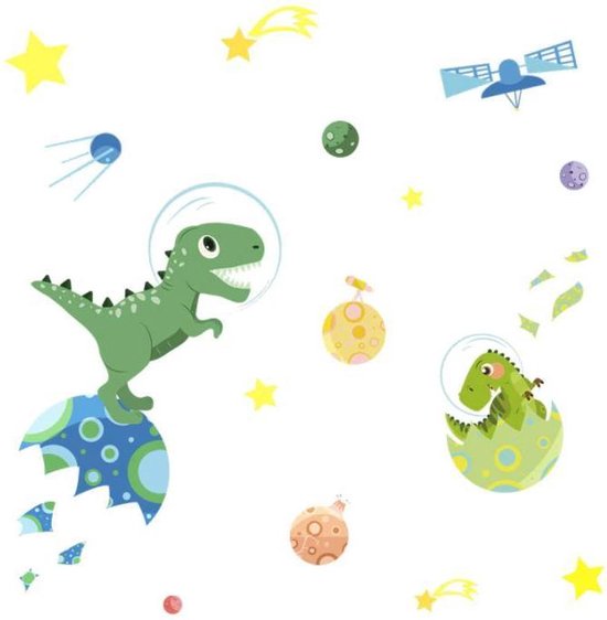 Muursticker | Deursticker | Tofok | Dinosaurus | Space | Ruimte | Kinderkamer | Jongens & Meisje |Space dino