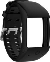 Zwart siliconen bandje voor de Polar M600 – Maat: zie maatfoto - horlogeband - polsband - strap - siliconen - rubber - black