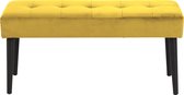 Eettafelbank Frederica 95 cm in gele velours stof