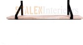 Industriële Plankdragers Staal | Mat Blank| Eikenhout | 80cm| planken dragers