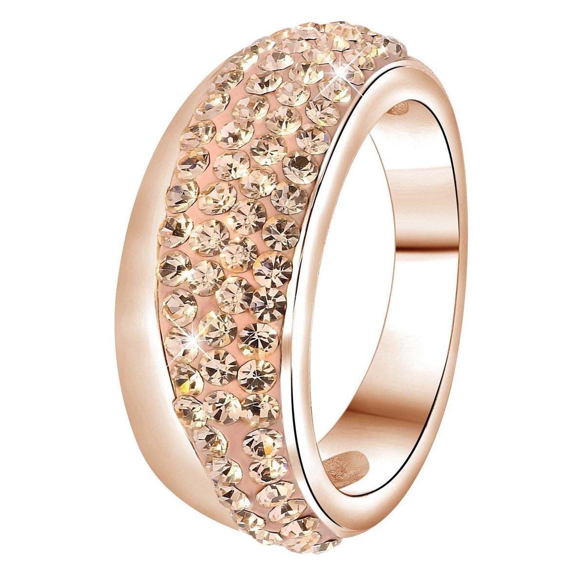 Lucardi - Dames Ring roseplated light peach kristal - Ring - Cadeau - Staal - Rosékleurig