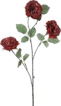 Kunstbloem - Zijde - Roos - Rood - 81 cm -  3 bloemen per stengel - In cadeauverpakking met gekleurd lint