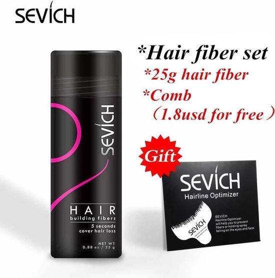 Hairbuilding Fibers zwart + Missan Kam / Haarvezels / Haarpoeder / Hair Fiber