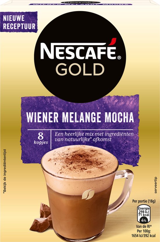 Nescafé Gold Wiener Melange Mocha oploskoffie - 6 doosjes à 8 zakjes - Nescafé Gold