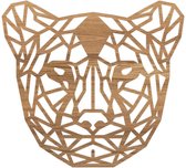 Geometrische Dieren Panter - Eiken hout - S (25x23 cm) - Cadeau - Kinderen - Geschenk - Woon decoratie - Woonkamer - Slaapkamer - Geometrische wanddecoratie - WoodWideCities