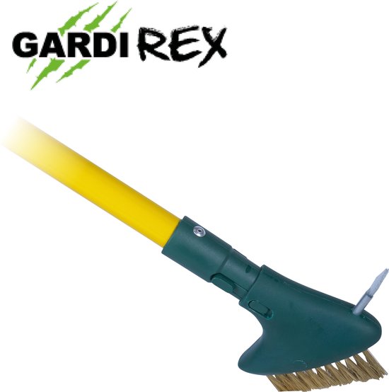 GardiREX Weed Brush, Stalen onkruidborstel met 140cm steel – voegborstel - GardiREX