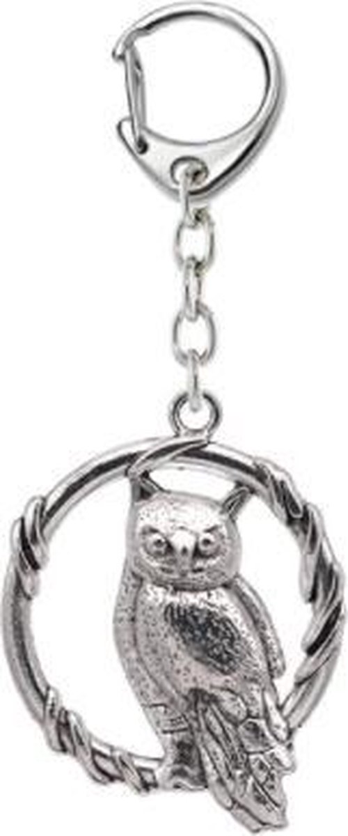 Sleutelhanger uil in ring | Sleutelbos