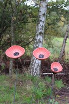 Roosjes/Klaprozen roze 3 stuks incl. stelen 120cm