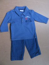 wiplala, jongens jeanssetje , polo streep blauw ,  6 maand 68